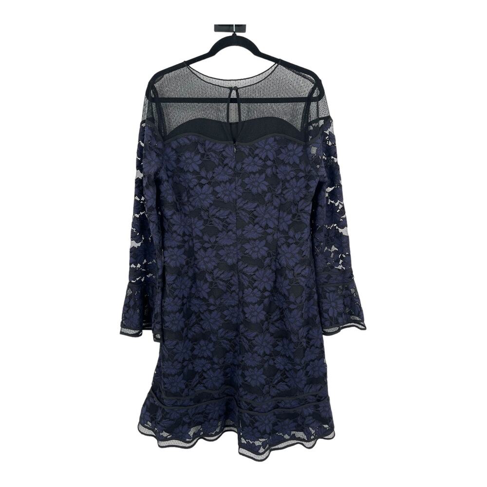 Shani dress Illusion neckline A-line blue black size 14 - Picture 8 of 9